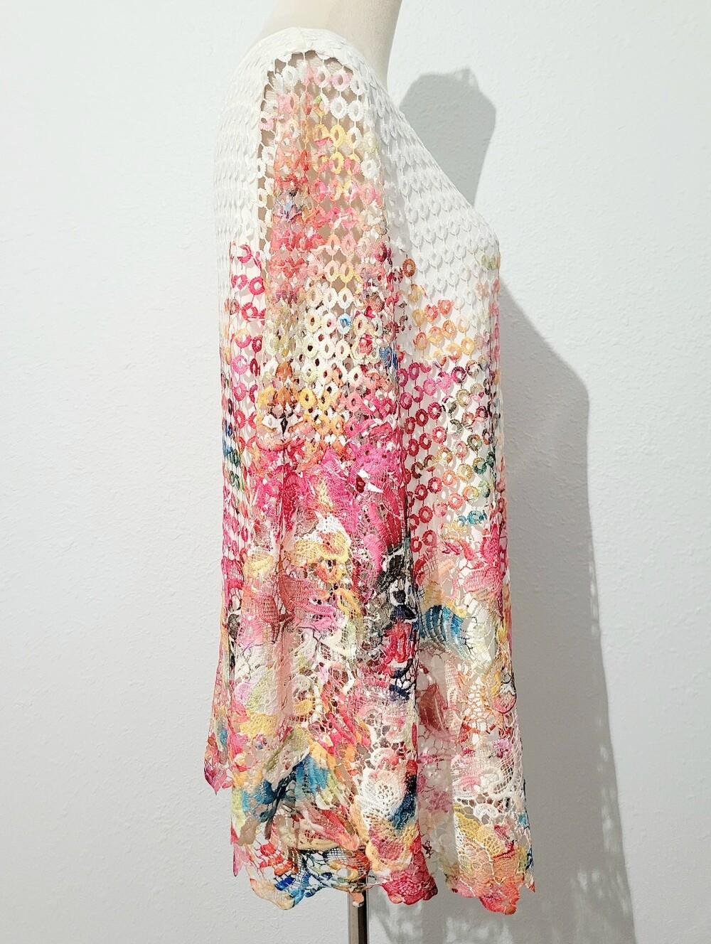 Soft Surroundings Lace Tunic Top Size Large Floral Crochet Overlay Boho Romantic - Picture 4 of 11